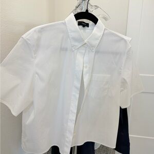 Theory White Crop Top Shirt
